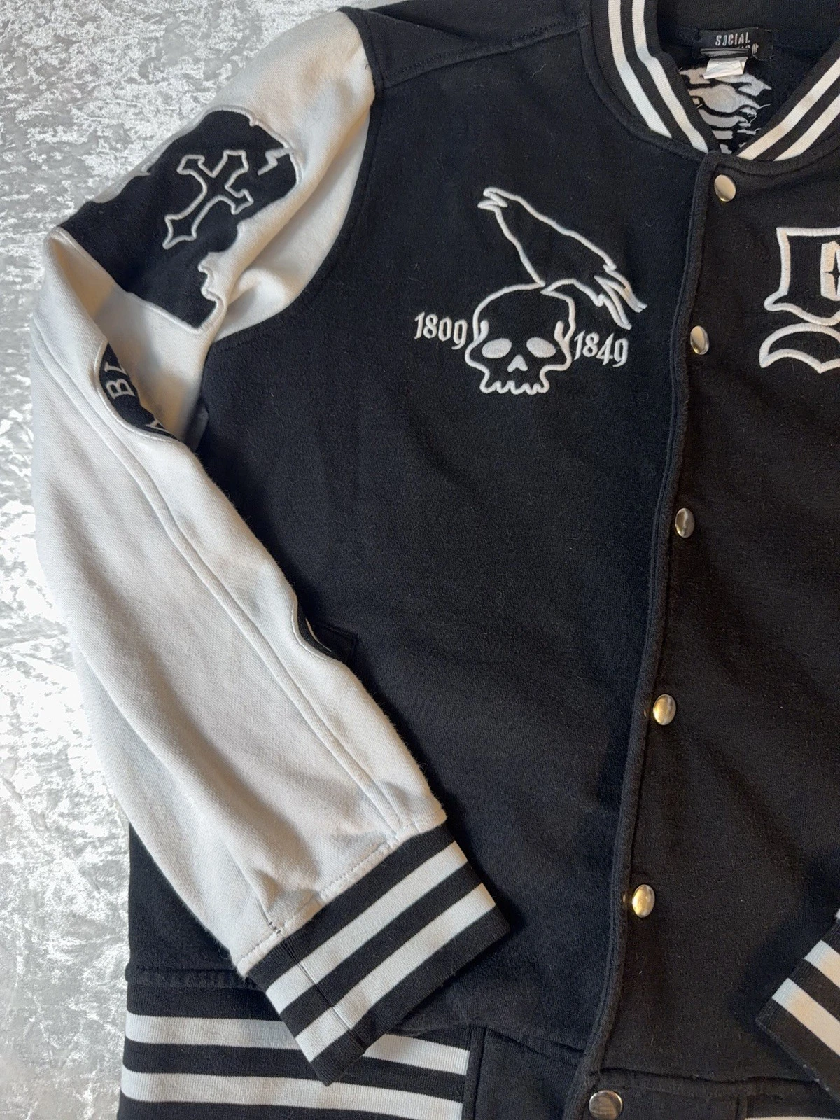 Social Collision Jacket Unisex M Varsity Skeleton Goth Emo Punk Streetwear 99 - product detail image 3