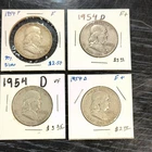 3 1954-D & 1P Franklin Half Dollars 50C Business Strike 90% Silver (0.9) KM#199