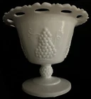 Vintage Indiana Open Lace Milk Glass Harvest Grape 4.75" Tall