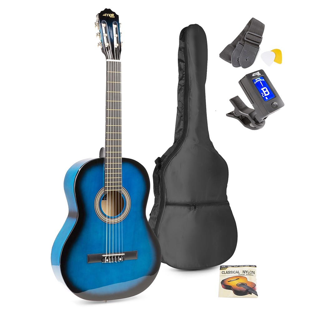 MAX SoloArt Classical Guitar Pack, Blue