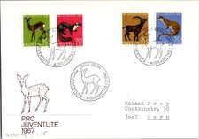 1967 Berna - fauna locale: capriolo, visone, capra di montagna, lontra FDC - D1350
