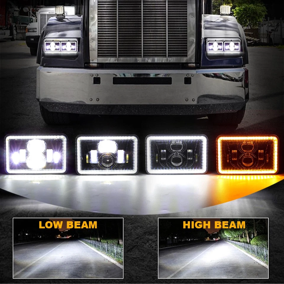 4X6" Inch Pair LED Headlights Hi/Lo With DRL Lamp For Dodge Stealth 1991-1993 2X Foto 2 de 4