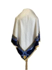 PEUGEOT 100% Silk Scarf Vintage French Automobile Lion Logo Blue Gold Square#A11