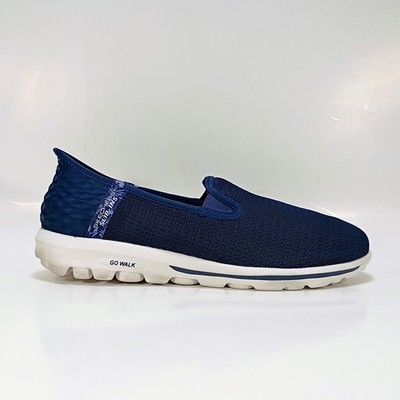 Skechers Slip-ins GO Walk Travel Womens 9.5 Wide Fit Navy Blue Slip On Sneakers 