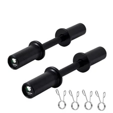 16" Olympic Dumbbell Handle Pair - Solid Adjustable Dumbbell Bars With Black