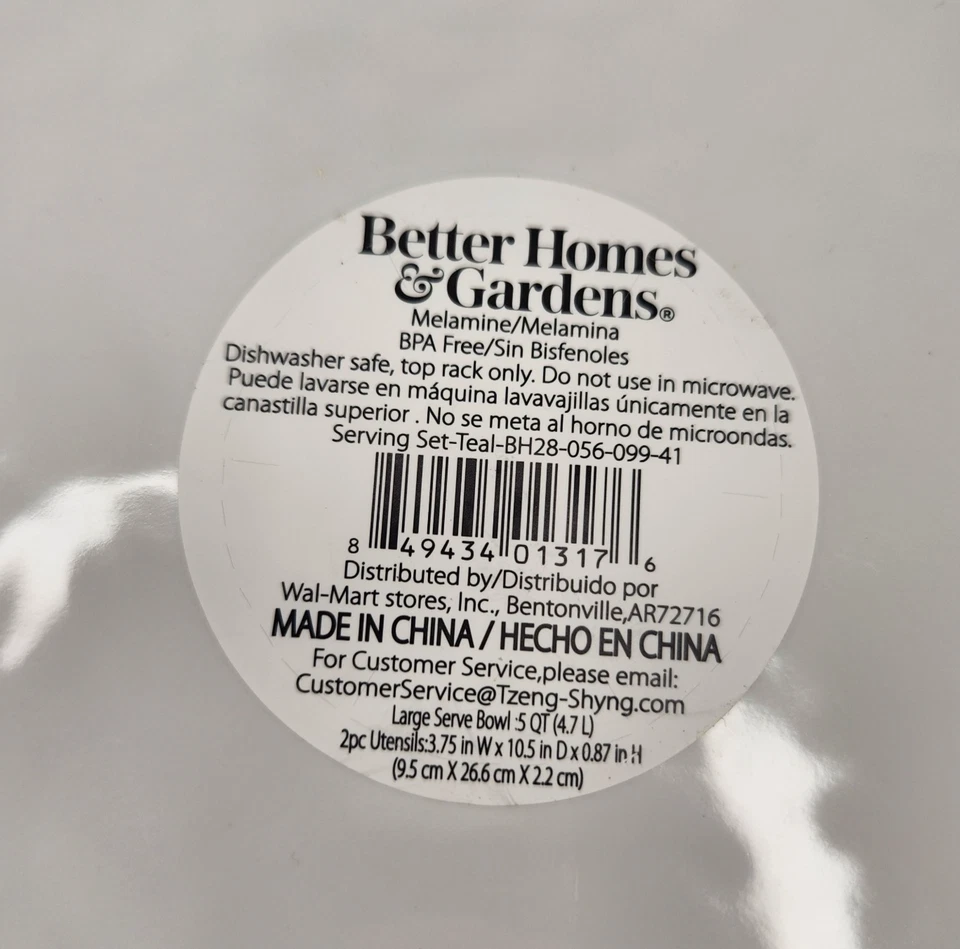 Better Homes and Garden 3 piece Serving Salad Pasta Bowl Teal/Blue Melamine NEW - Image 3 of 4