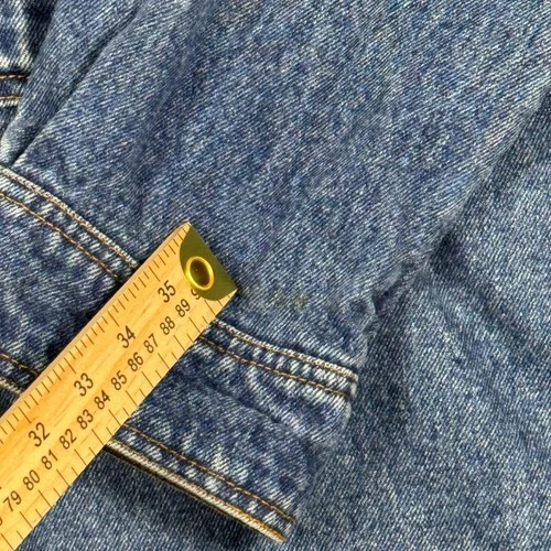 Vintage 90s Eddie Bauer Denim Jacket Mens L Chore Barn Coat Corduroy Collar image 14