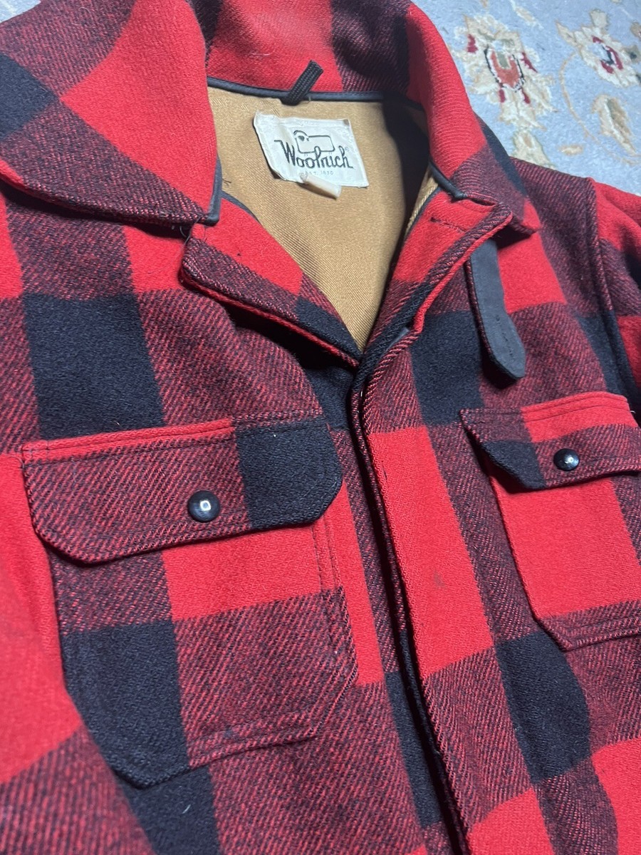Vintage Woolrich Jacket 1970s Men's Large Plaid Buffalo Flannel