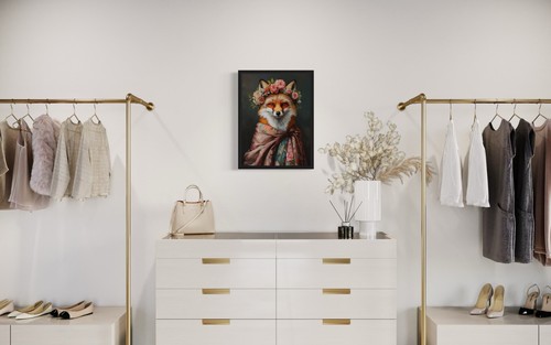 Fox Animal With Flower Bathroom Art Print Poster Wall Art Painting - Picture 3 of 7