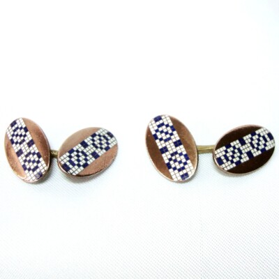 alte Emaille Manschettenknöpfe old enamel Cufflinks Emaile emailliert / BM 199