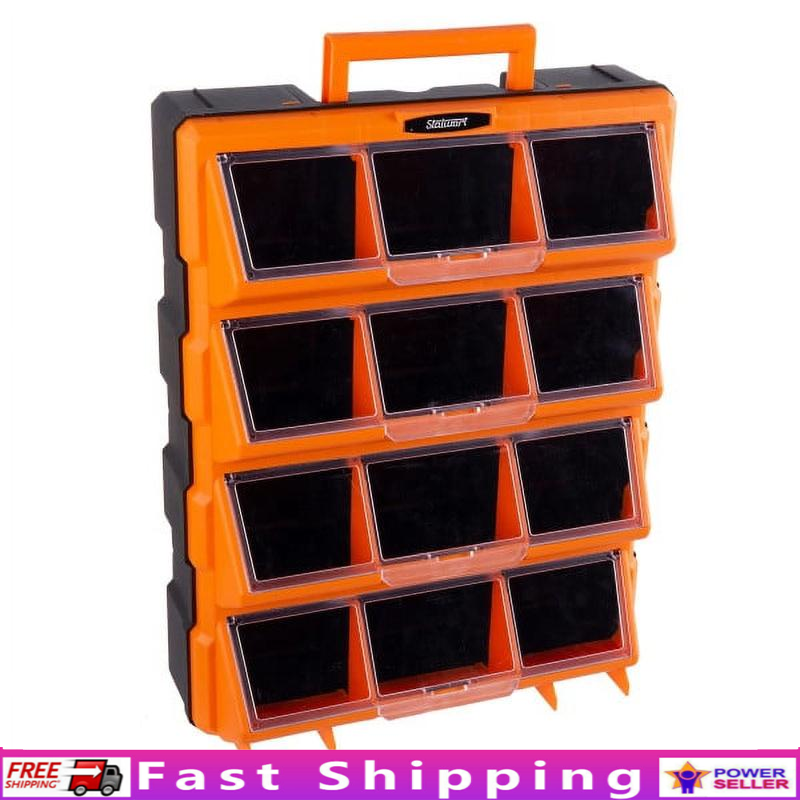 Plastic Storage Drawers 12-Bin Organizer Craft Cabinet Garage Workshop Home Use