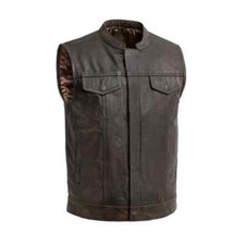 Sharpshooter Men's Motorcycle Leather Vest FIM689CDT Size 2XL