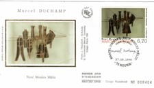 3197+FDC ENVELOPPE 1er JOUR .SUR SOIE   MARCEL DUCHAMP  NEUF MOULES MÄLIC
