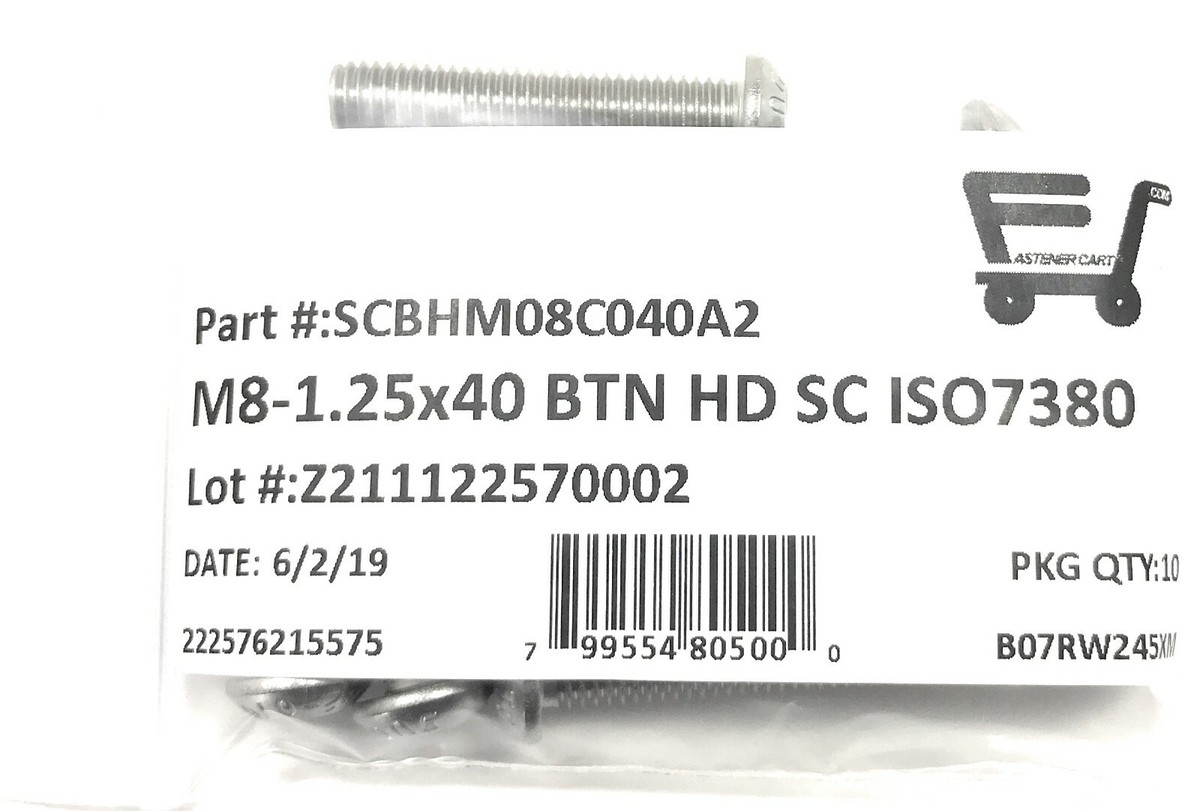 10 Viti Testa Cilindrica M8 X 1.25 X 35 Mm, Acciaio Inox A2-70, ISO7380, FAS