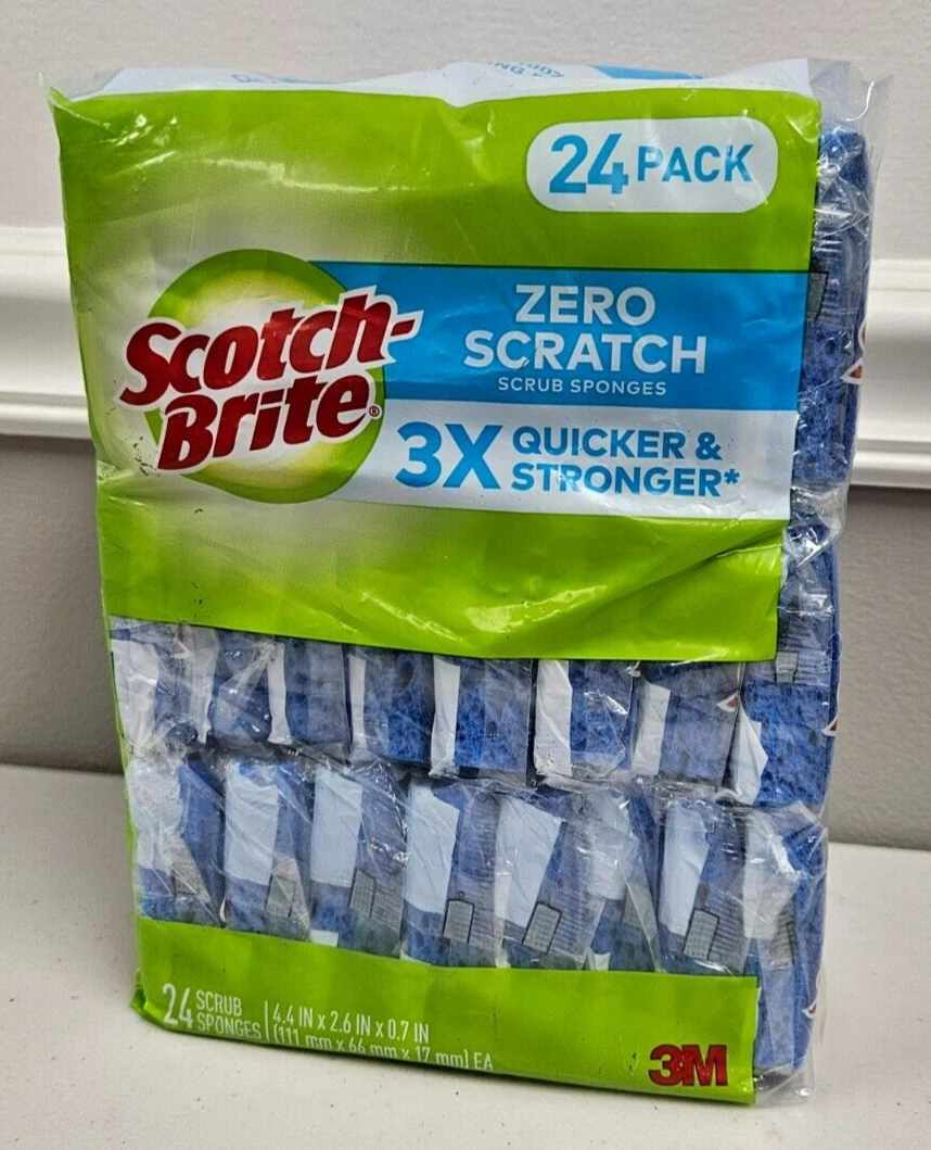 Scotch Brite Blue Non Scratch Scrub Sponges 24 PACK 3M Individually Wrapped NEW
