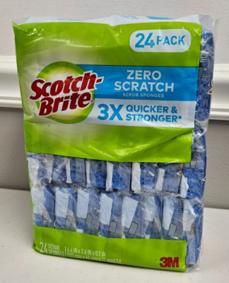 Scotch Brite Blue Non-Scratch Scrub Sponges 24 PACK 3M Individually Wrapped NEW