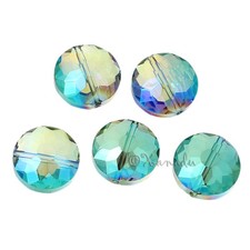 Green AB Finish Crystal Beads - 14mm Faceted Glass Beads G69521 - 5, 10, 20PCs