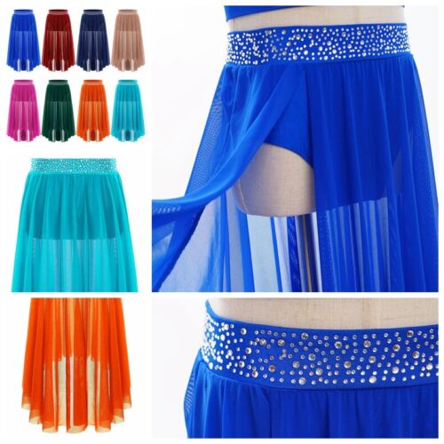 Kids Girls Dancewear Tutu Skirt Latin Outfit Modern Contemporary Gymnastics - Picture 2 of 93