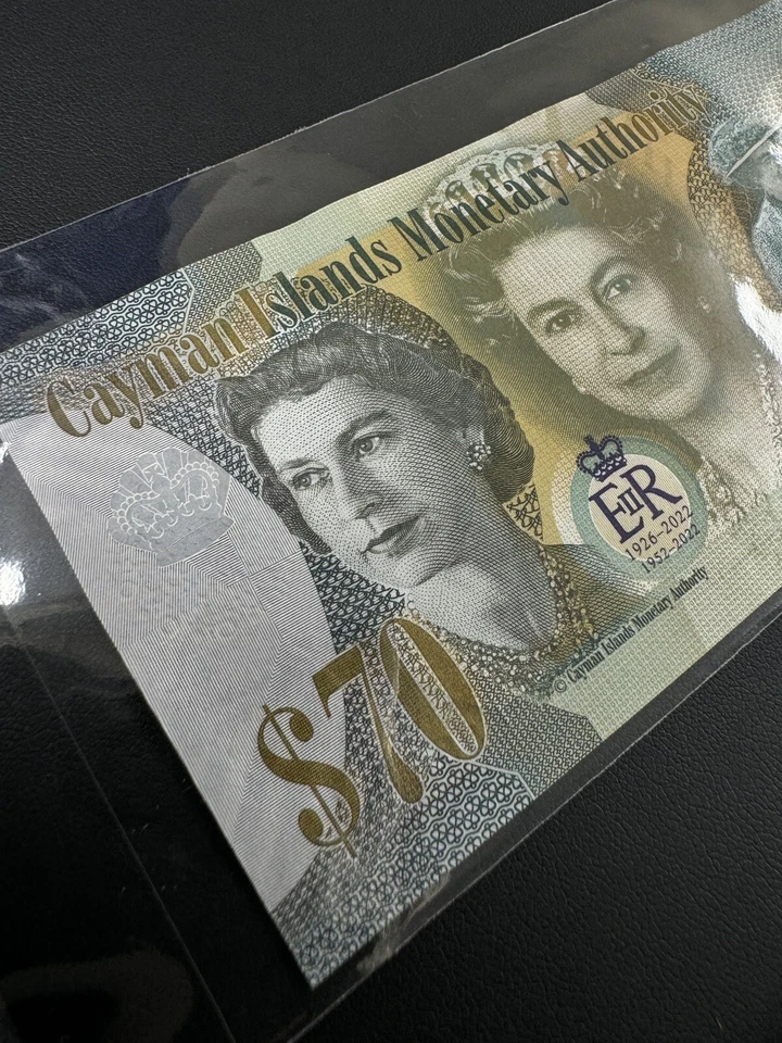 Ilhas Cayman comemorativas 70 dólares 2023 UNC Queen Elizabeth 10.000 impressas - Imagem 2 de 4