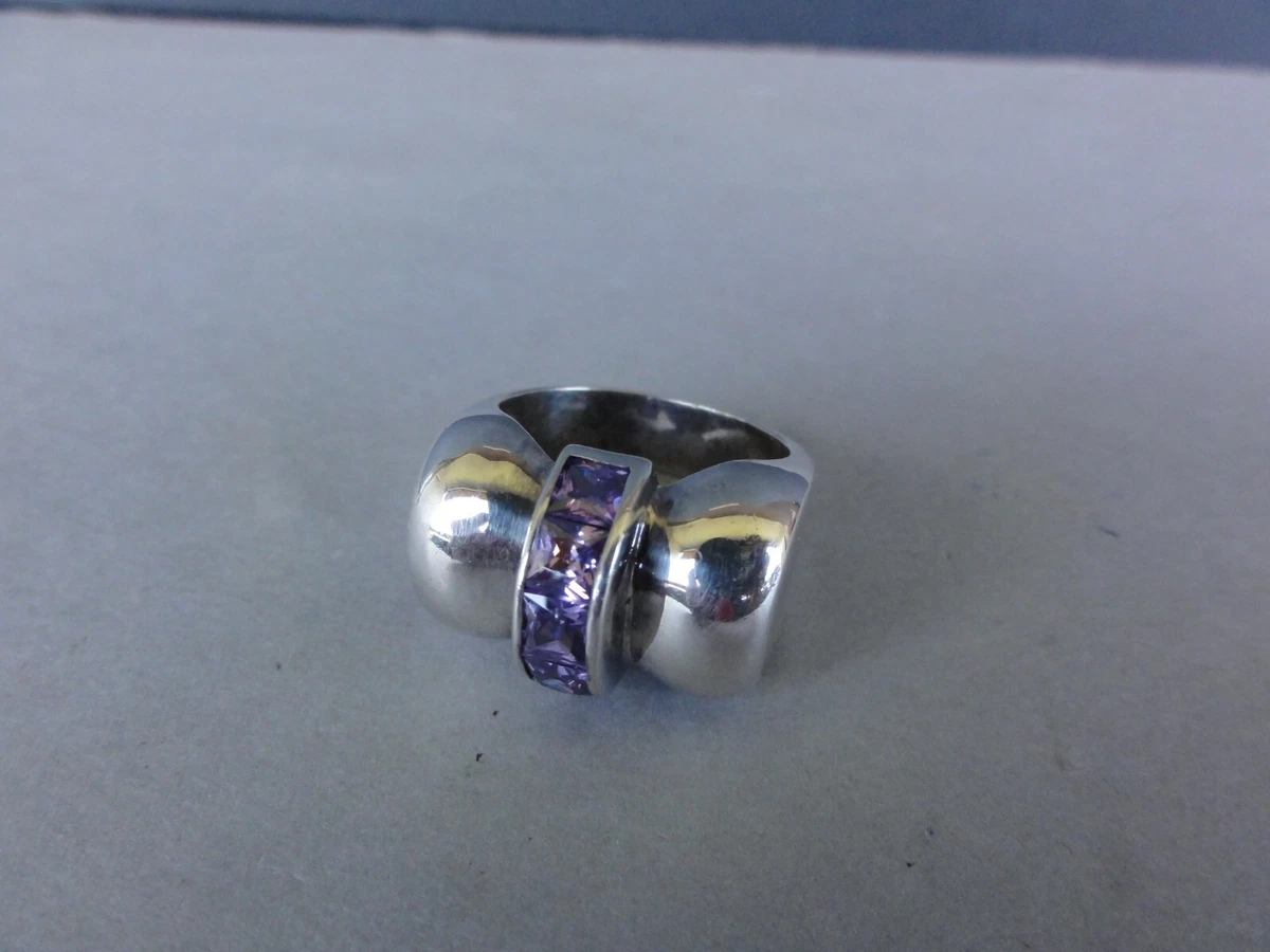 Grosse bague tank vintage argent massif 925 eBay