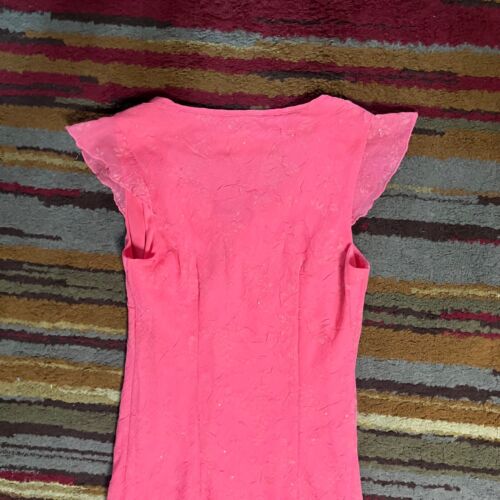 Vtg IZ Byer California Midi Dress Size Small Pink Chiffon Embroider Sequin Bead - Picture 4 of 10