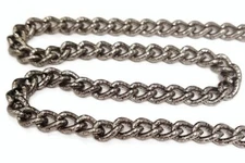 3 Feet Vintage Antique Silver Plated Open Link 5.5mm. Knurled Curb Chain M103