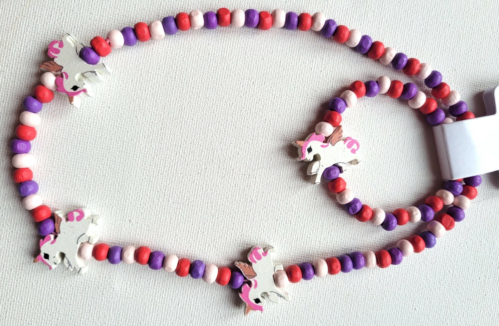 NEW Childrens Unicorn Multi Wooden Bead Bracelet Necklace Jewellery Set Fashion