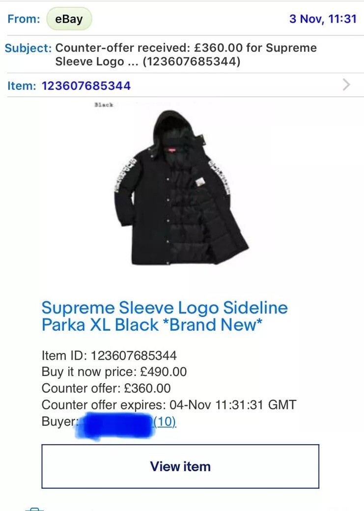 Supreme Sleeve Logo Sideline Parka XL Black | eBay Supreme Sleeve Logo Sideline Parka XL Black | eBay