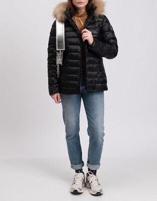 RRP  240 BOMBOOGIE Down Quilted Jacket Size 4 XL Detachable Raccoon Fur Hooded