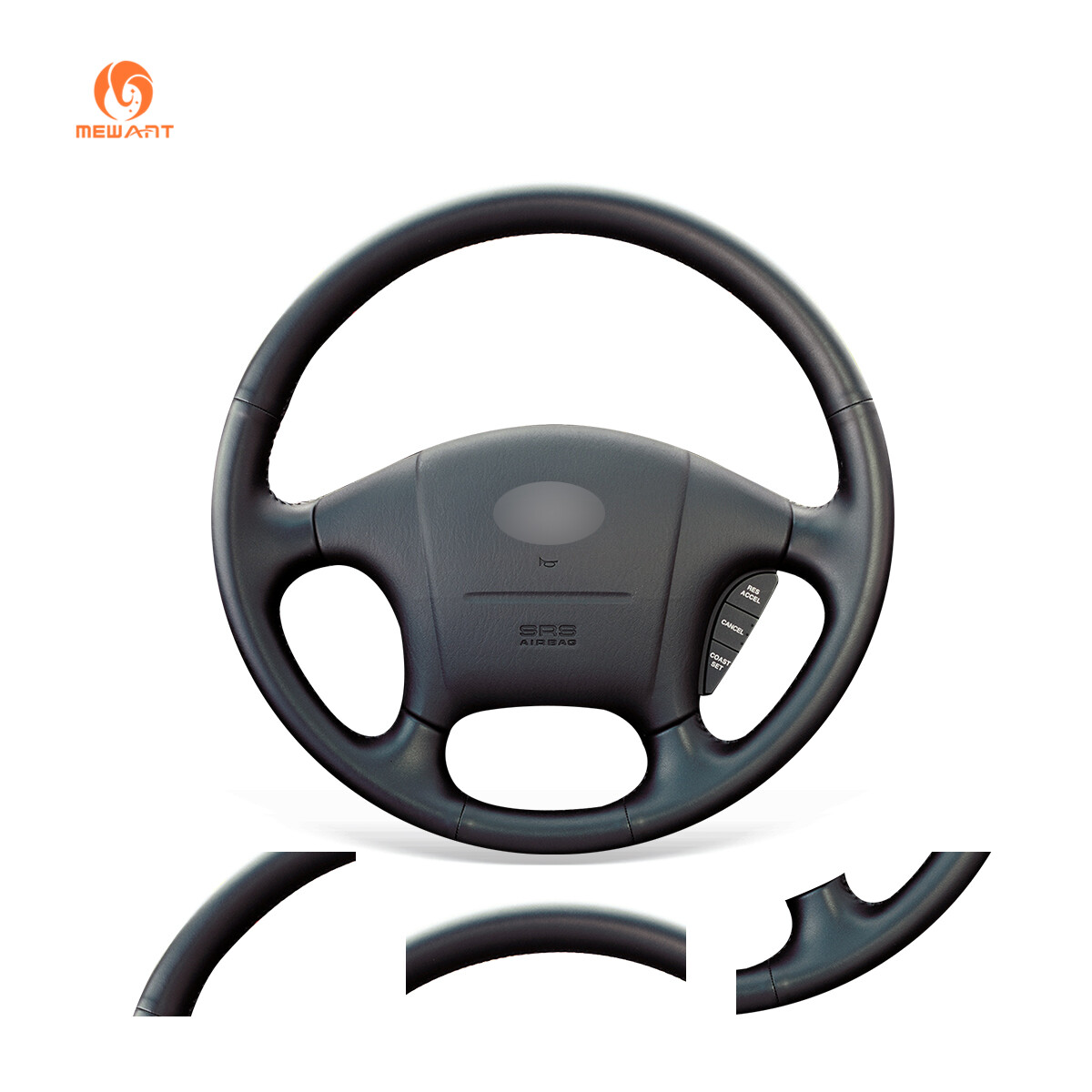 MEWANT Black Artificial Leather Car Steering Wheel Cover for Hyundai Sonata 2004