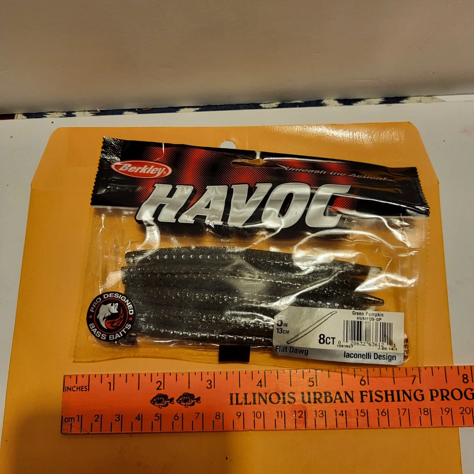 Cebo suave calabaza verde gusano Berkley HAVOC 5" 8ct. - Señuelo de pesca de lubina Foto 2 de 4