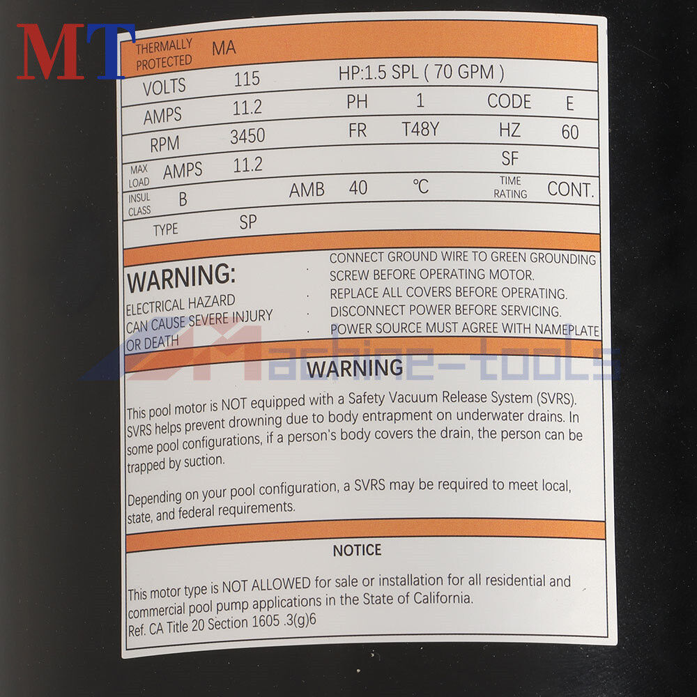 For Hayward W3SP1580X15 Pool Equipment On-Ground Swimming Pool Pump 115V 1.5HP