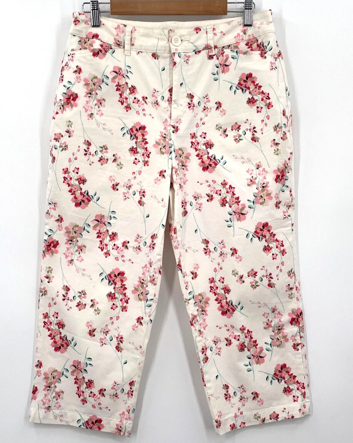 Croft & Barrow Women's 10 Classic Fit Floral Cotton Spandex Stretch Capri/Pants