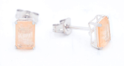 GENUINE 1.12 Cts MORGANITE STUD EARRINGS 14K WHITE GOLD - Free Appraisal - NWT