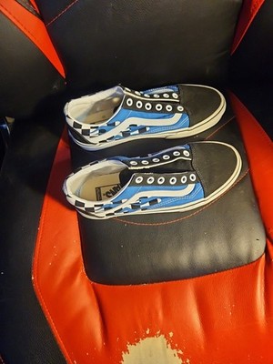 Vans Old Skool Off The Wall Blue White Black Flame Fire Mens 6 Womens 7.5