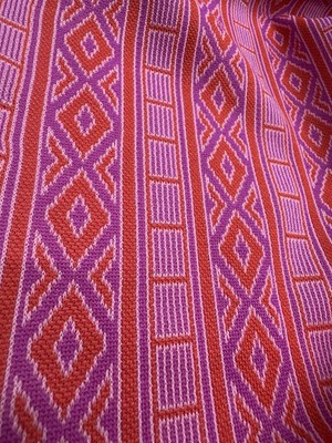 Groovy Vintage Pink Purple Geometric Double Knit Fabric BTHY #55