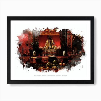 Pak Tai Tempel, Wan Chai & Northeas gerahmtes Wandbild Poster Leinwanddruck Bild