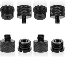 8Pcs Mic Thread Adapter Kit 5/8 to 3/8 Screw Adapters 1/4 Black