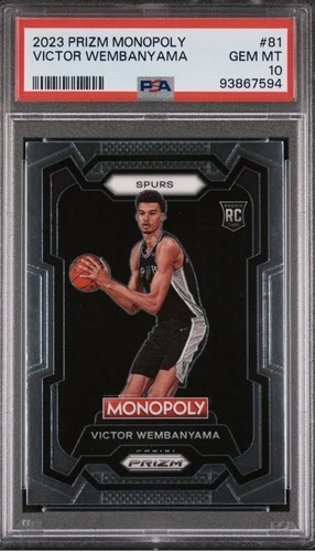 VICTOR WEMBANYAMA PSA 10 2023-24 PANINI PRIZM MONOPOLY #81 ROOKIE RC 277