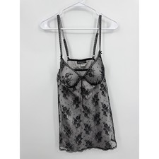 NWT Cinema Etoile Seductive wear Babydoll Set Women XL gray Black Floral Lace