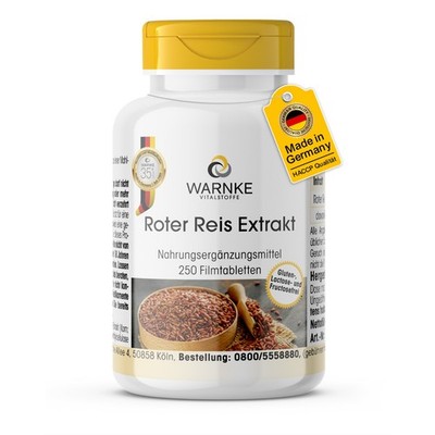 Roter Reis Extrakt - 250 Filmtabletten - mit Monacolin K  | Warnke Vitalstoffe