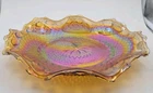 Vintage Indiana Glass Iridescent Gold Amber Carnival Glass Hostess Plate 10"