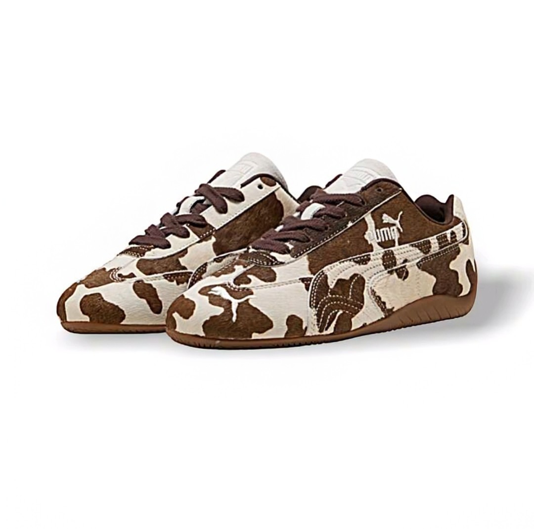 NEW WITH BOX WOMEN'S PUMA SPEEDCAT COW PRINT SNEAKERS WITH PONY