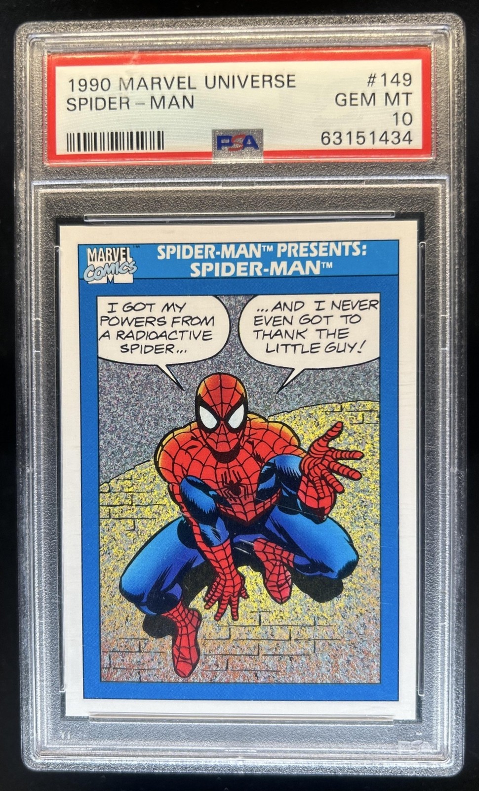 1990 Impel Marvel Universe Spider-Man Presents: #149 PSA 10 GEM MINT view 1