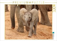 Calvendo Puzzle Happy Baby Elephant | 1000 Pieces, Finished Size 25.2 × 18.9 In
