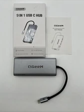 QGeem Docking Station with HDMI 4K, 9 in 1 USB C Hub, 1000Mbps LAN, 100W PD, US