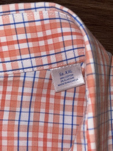 Southern Tide Shirt Mens 2XL Orange Blue Plaid Button Down Long Sleeve Skipjack - Picture 4 of 6