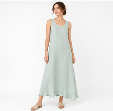 Bryn Walker XXS Mint Green Sleeveless Maxi Dress Flounce Hem Made in USA