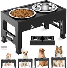 Elevated Dog Bowls with 2 Stainless Steel Bowls, Raised Dog Food Bowl Stand 5...