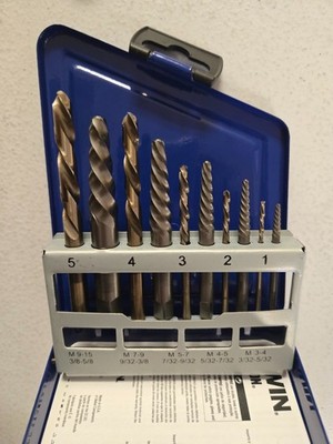 Irwin 11119 10 Piece Spiral Screw Extractor & Drill Bit Set In Metal Index New